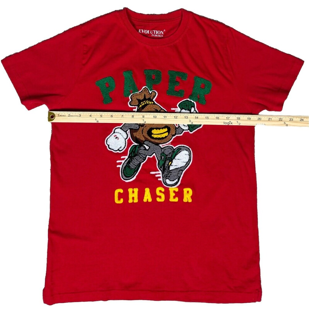 Paper Chaser T-shirt Evolution In Design Embroidered Small Red Colorful Y2K‎ - Picture 3 of 9